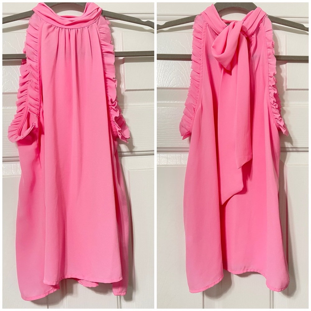 1 State halter style ruffle ties in the back light pink top size extra small